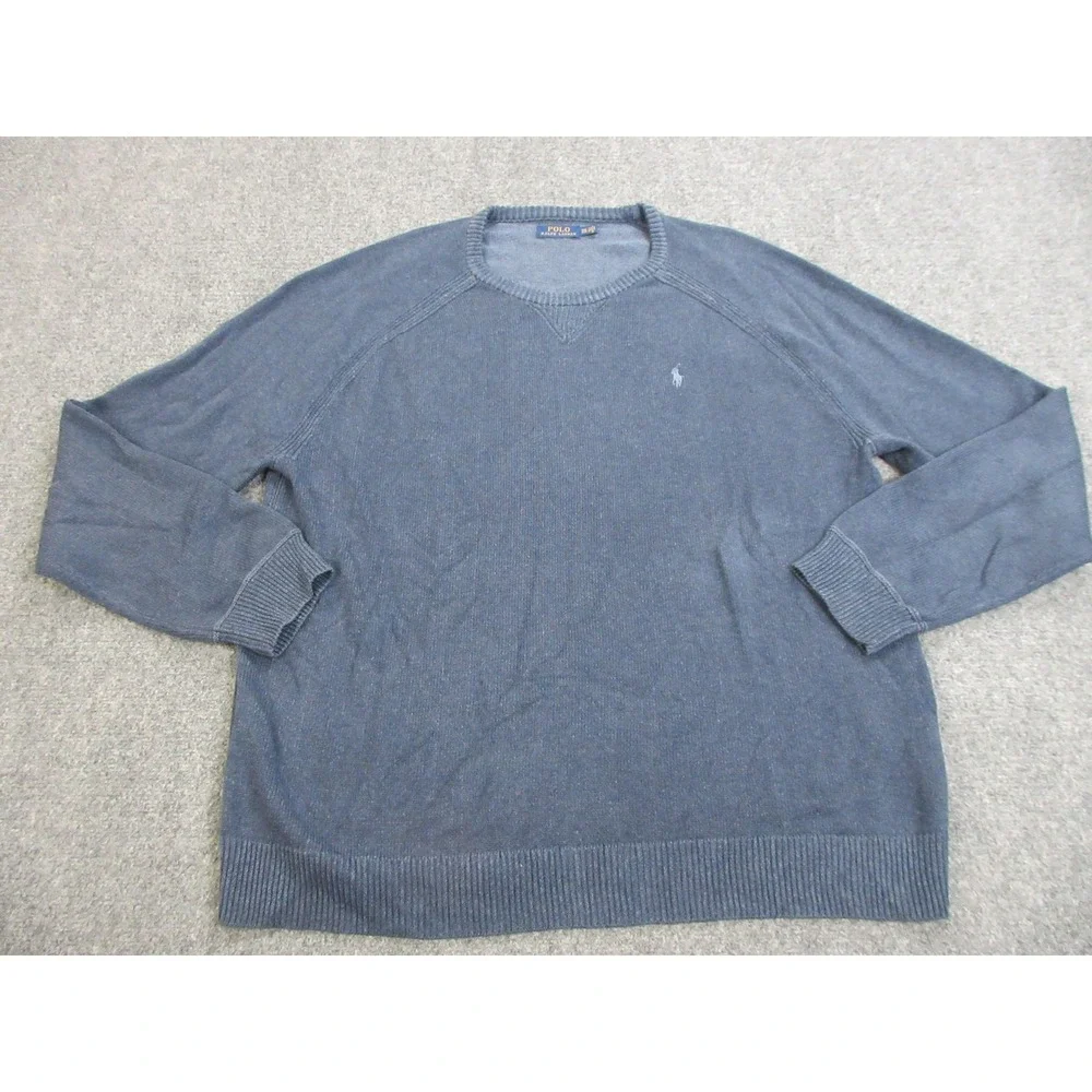 Polo Ralph Lauren Sweater Mens 2XL Blue Cotton Knit Pullover Casual